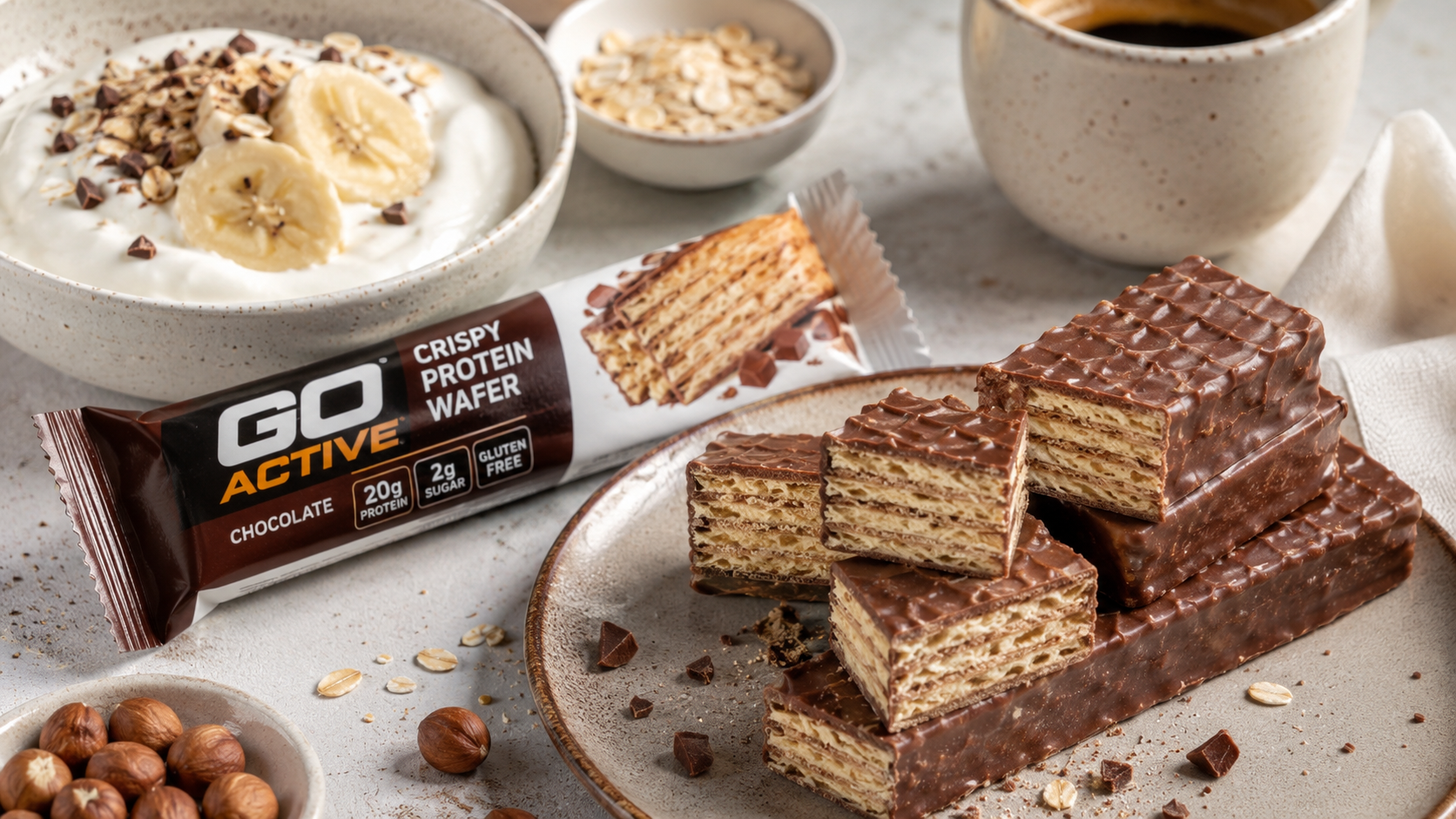Wafelki proteinowe Go Active łączą chrupkość klasycznych wafelków z porcją białka. Testujemy smaki, skład i ceny 2026 na tle całej waflowej półki Biedronki.