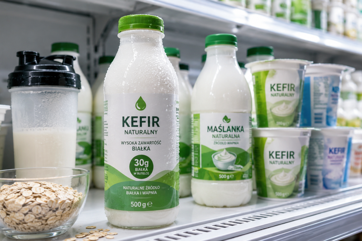 Kefir proteinowy Go Active łączy żywe kultury z porcją białka. Testujemy skład, warianty bez laktozy i ceny kefirów w Biedronce na 2026 rok.