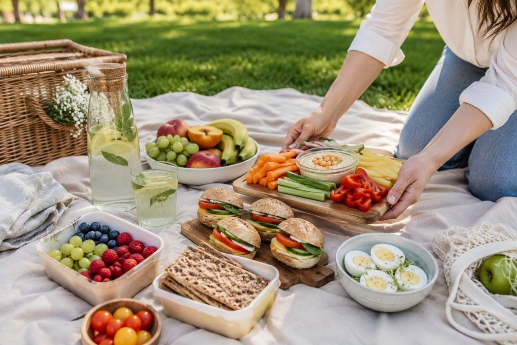 Piknik w wersji fit — co zabrać na koc, żeby było zdrowo i smacznie
