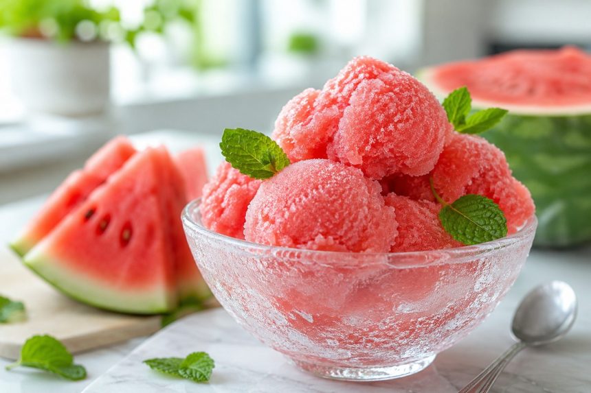 Arbuz, limonka i blender — sorbet w dziesięć minut, który smakuje jak lato w miseczce.