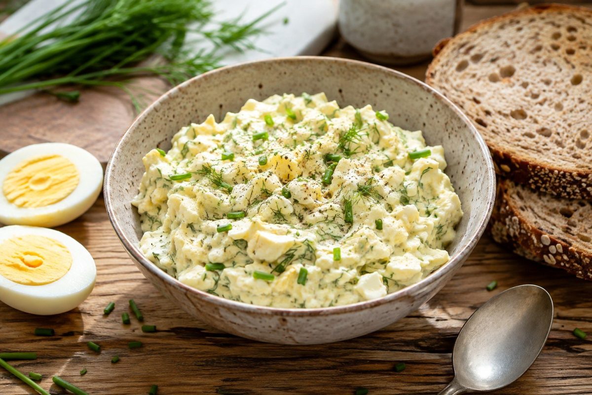 Majonez odchodzi, kremowość zostaje — pasta jajeczna na jogurcie greckim w wersji bazowej i trzech wariantach.