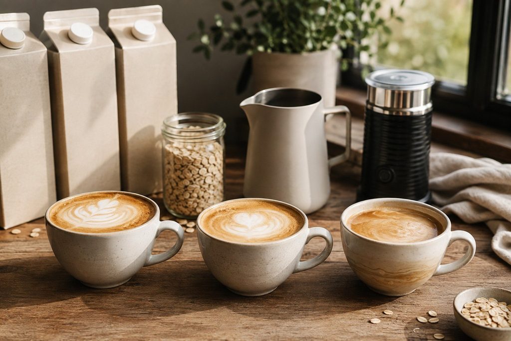 Owsiane barista w teście — które mleko roślinne robi piankę, a które warstwy w kawie