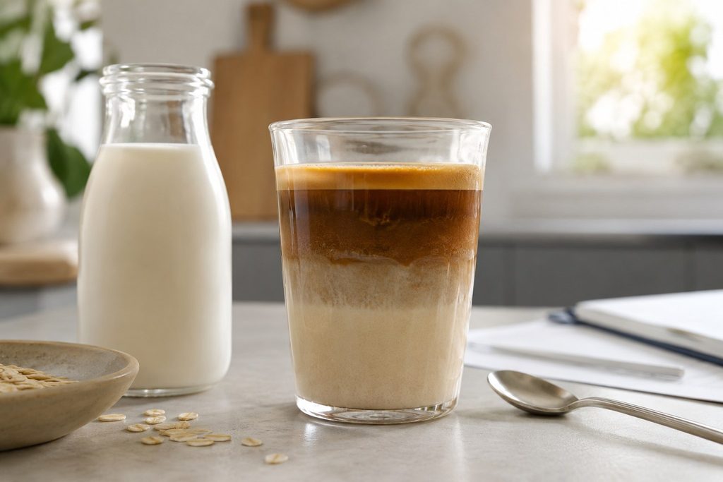 Owsiane barista w teście — które mleko roślinne robi piankę, a które warstwy w kawie